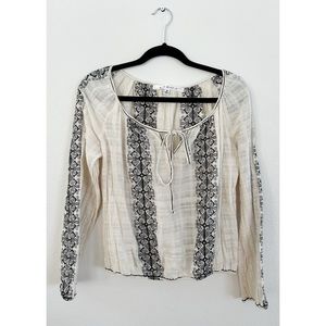 Max Studio Embroidered Gauze Peasant Top Size: M